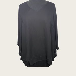 Lena Gabrielle XL black layered bell sleeve blouse